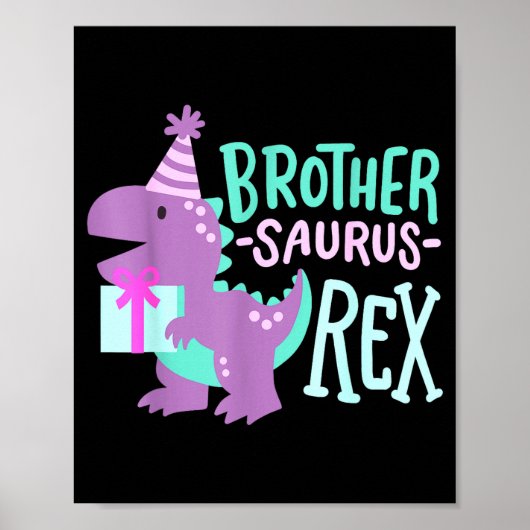 Poster Dinosaur Birthday Brother Saurus T Rex Family Matc (Devant)