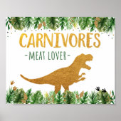 Poster Dinosaur Carnivores Birthday Food Sign (Devant)