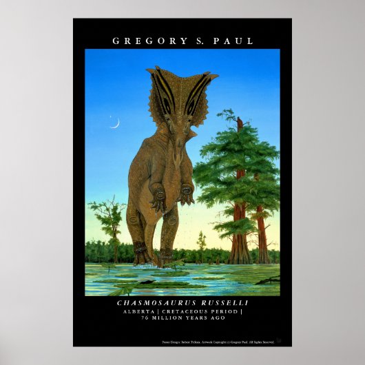 Poster Dinosaur Chasmosaurus Gregory Paul (Devant)