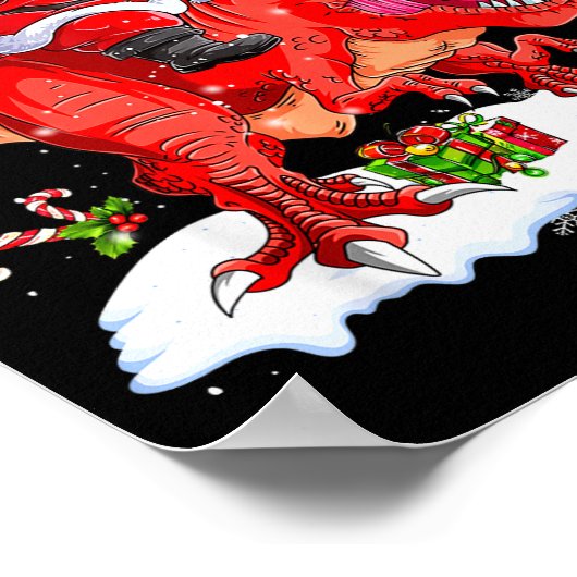 Poster Dinosaur Christmas Lights Funny Men Boys Kids Xmas (Coin)