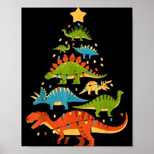Poster Dinosaur Christmas Tree Dino Trex Dinosaur Lover C (Devant)
