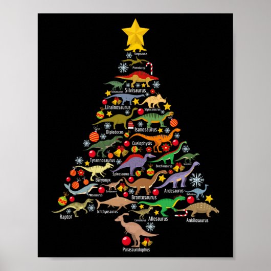 Poster Dinosaur Christmas Tree Dino Trex Paleontologist X (Devant)