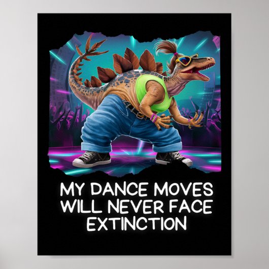 Poster Dinosaur Dance Funny Dancing Dino  (Devant)