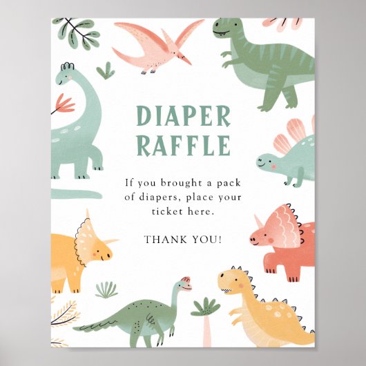 Poster Dinosaur Diaper Raffle (Devant)