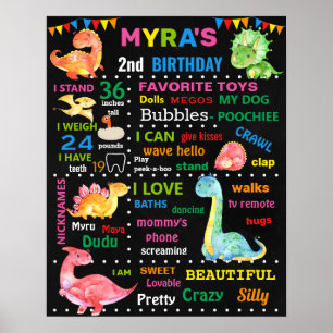 Poster Dinosaur Girl Dino Anniversaire