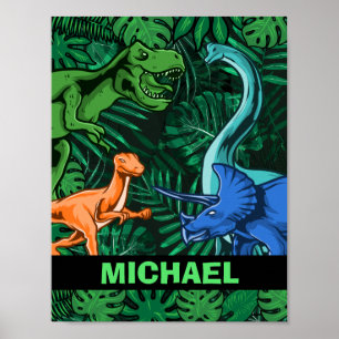 Poster Dinosaur Kids Dino Jurassic Trex Boy Customizable