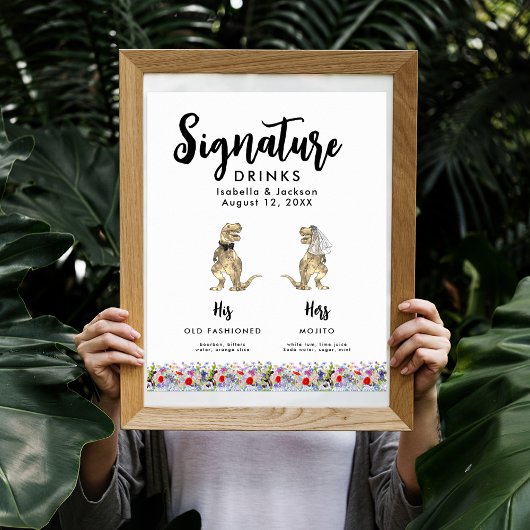 Poster Dinosaur Mariée et Mariage de chambre Signature Bo