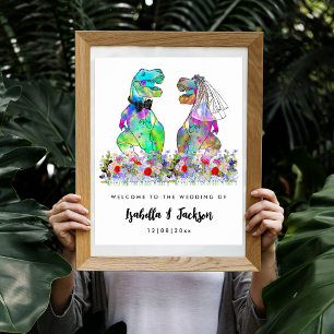 Poster Dinosaur Mariée et Mariage floral de la chambre Bi