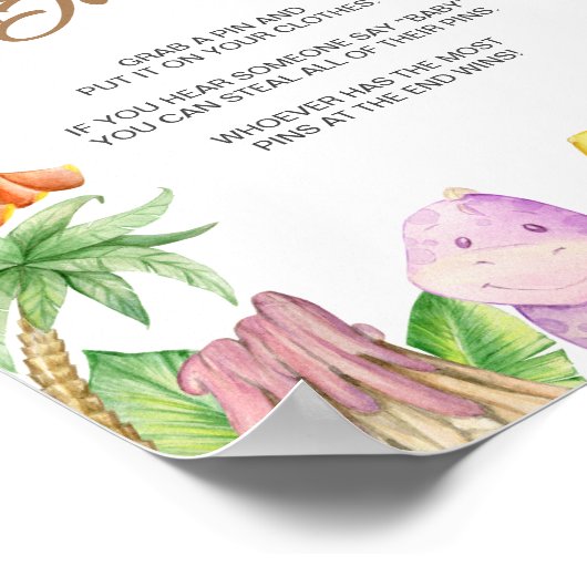 Poster Dinosaur Ne dites pas Bébé Signe (Coin)