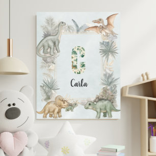 Poster Dinosaur Nom Personnalisé Monogramme C Crèche
