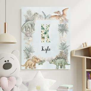 Poster Dinosaur Nom Personnalisé Monogramme K Crèche