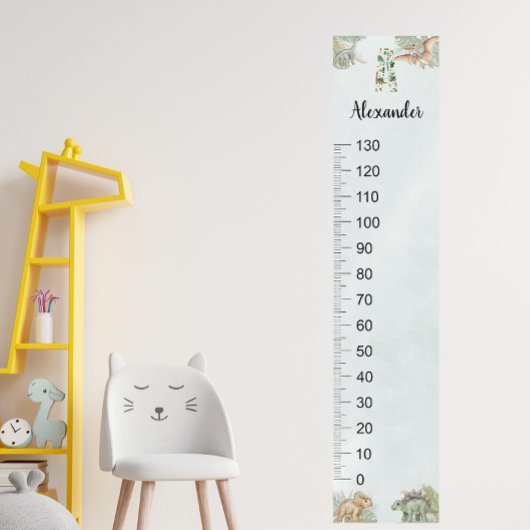 Poster Dinosaur Personalized Name Monogram A Growth Chart