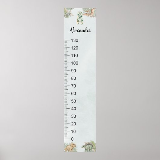 Poster Dinosaur Personalized Name Monogram A Growth Chart (Devant)