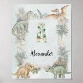 Poster Dinosaur Personalized Name Monogram A Nursery (Devant)