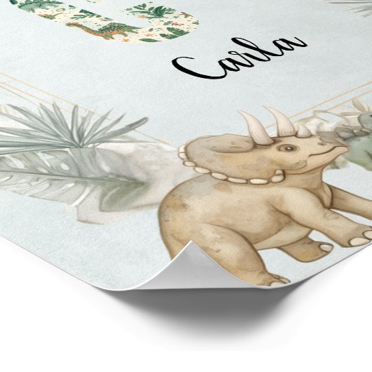 Poster Dinosaur Personalized Name Monogram C Nursery (Coin)