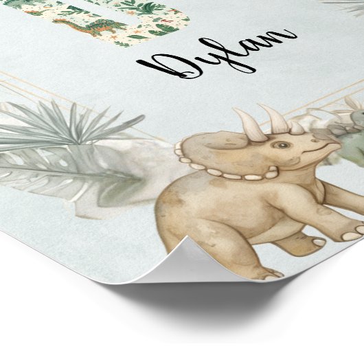 Poster Dinosaur Personalized Name Monogram D Nursery (Coin)