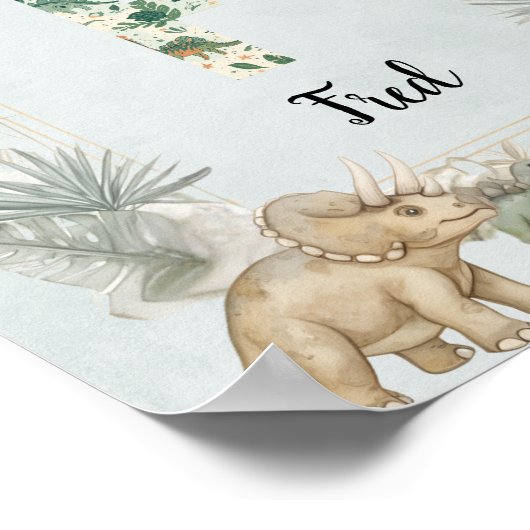 Poster Dinosaur Personalized Name Monogram F Nursery (Coin)