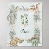 Poster Dinosaur Personalized Name Monogram O Nursery (Devant)