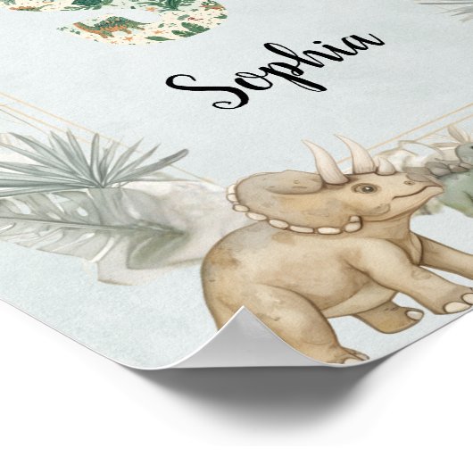 Poster Dinosaur Personalized Name Monogram S Nursery (Coin)