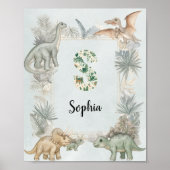 Poster Dinosaur Personalized Name Monogram S Nursery (Devant)