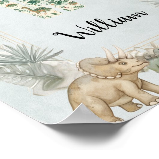 Poster Dinosaur Personalized Name Monogram W Nursery (Coin)