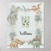 Poster Dinosaur Personalized Name Monogram W Nursery (Devant)