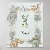 Poster Dinosaur Personalized Name Monogram X Nursery (Devant)