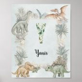 Poster Dinosaur Personalized Name Monogram Y Nursery (Devant)