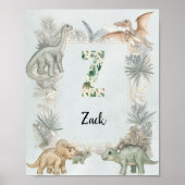 Poster Dinosaur Personalized Name Monogram Z Nursery (Devant)