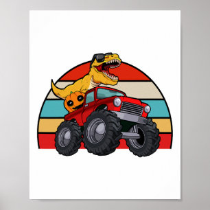 Poster Dinosaur Riding Monster Truck Lazy Halloween Costu