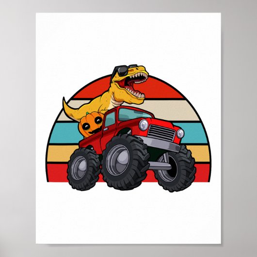 Poster Dinosaur Riding Monster Truck Lazy Halloween Costu (Devant)