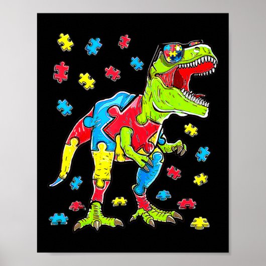 Poster Dinosaur Sensibilisation sur l'autisme Puzzle Pièc (Devant)