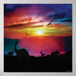 Poster Dinosaur Sunset