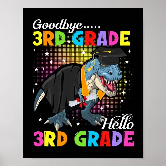 Poster Dinosaur T Rex Adieu 3e année Bonjour 4e année G (Devant)