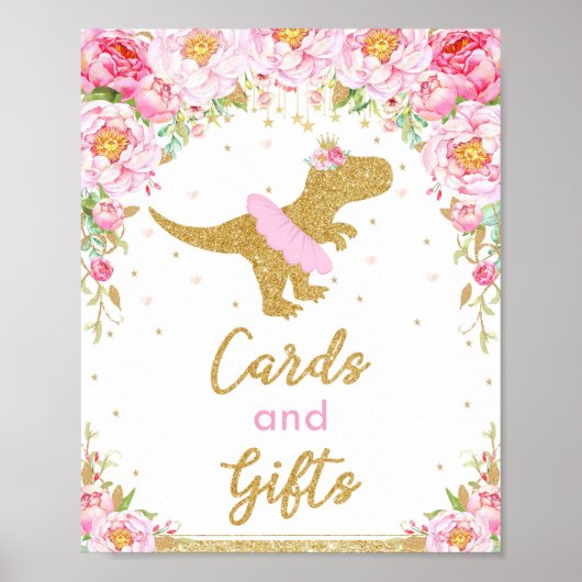 Poster Dinosaur T-Rex Anniversaire Fête Cartes Florales C (Devant)