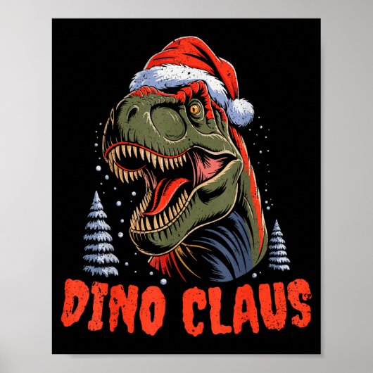 Poster Dinosaur T-rex Christmas Tree Dino Claus Pajamas X (Devant)