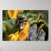 Poster Dinosaur T-rex combat flammes garçons Dino thème (Devant)