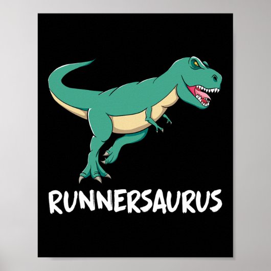 Poster Dinosaur T-rex Dino Funny Exercise Cardio Running  (Devant)