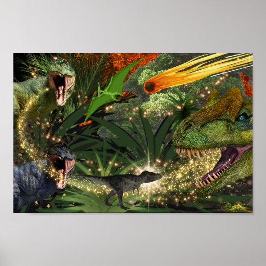 Poster Dinosaur T-rex garçons meteor Dino animaux de l'îl (Devant)