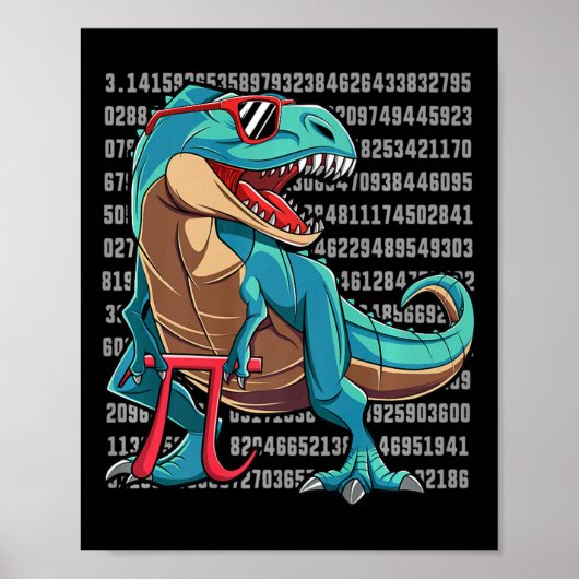 Poster Dinosaur T Rex Happy Pi Day Funny Math Cadeau Nerd (Devant)