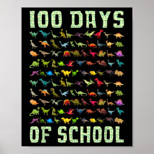 Poster Dinosaur T Rex Joyeux 100e Jour De Cadeaux Scolair