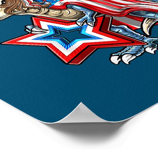 Poster Dinosaur T Rex Mullet 4 juillet États-Unis Amériqu (Coin)