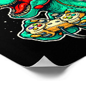 Poster Dinosaur T Rex Playing Video Game Santa Hat Christ (Coin)