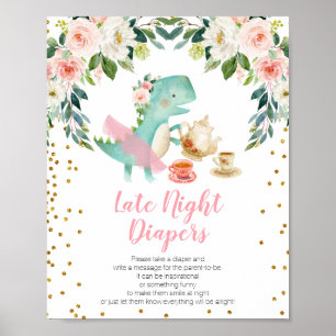 Poster Dinosaur Tea Party Baby shower tard la nuit Diapos