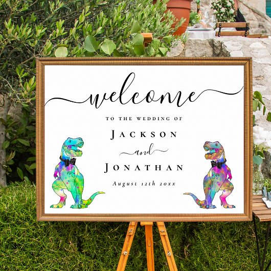 Poster Dinosaur Theme Gay Wedding Welcome
