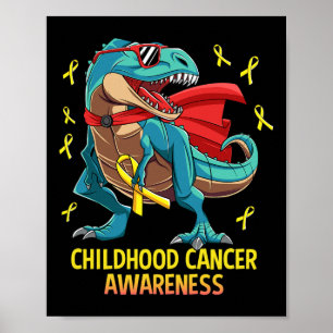 Poster Dinosaure amusant T-Rex Enfance Cancer Sensibilisa