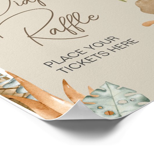 Poster Dinosaure Baby shower Dinosaure Barreau (Coin)