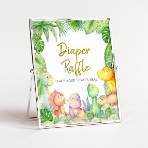 Poster Dinosaure Baby shower Dinosaure de verdure Raffle