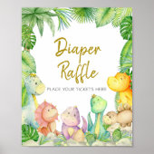 Poster Dinosaure Baby shower Dinosaure de verdure Raffle (Devant)