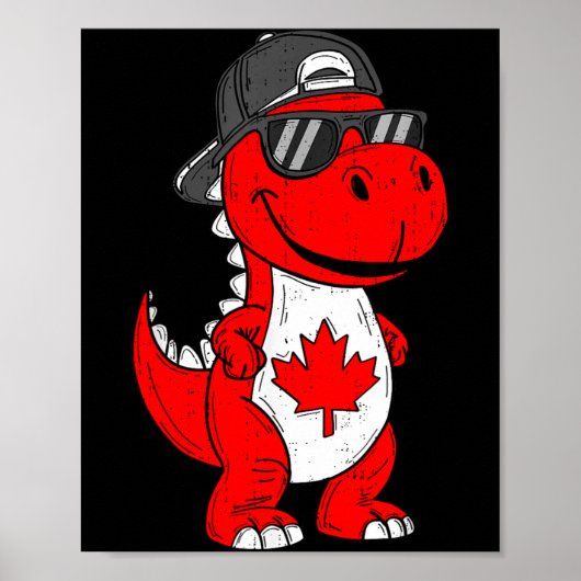 Poster dinosaure canadien trex feuille d'érable canada ga (Devant)